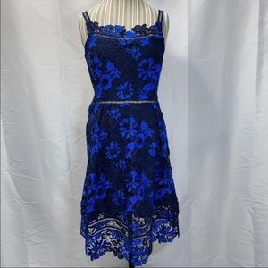 NWOT Medium Black and Royal Blue Lace Dress